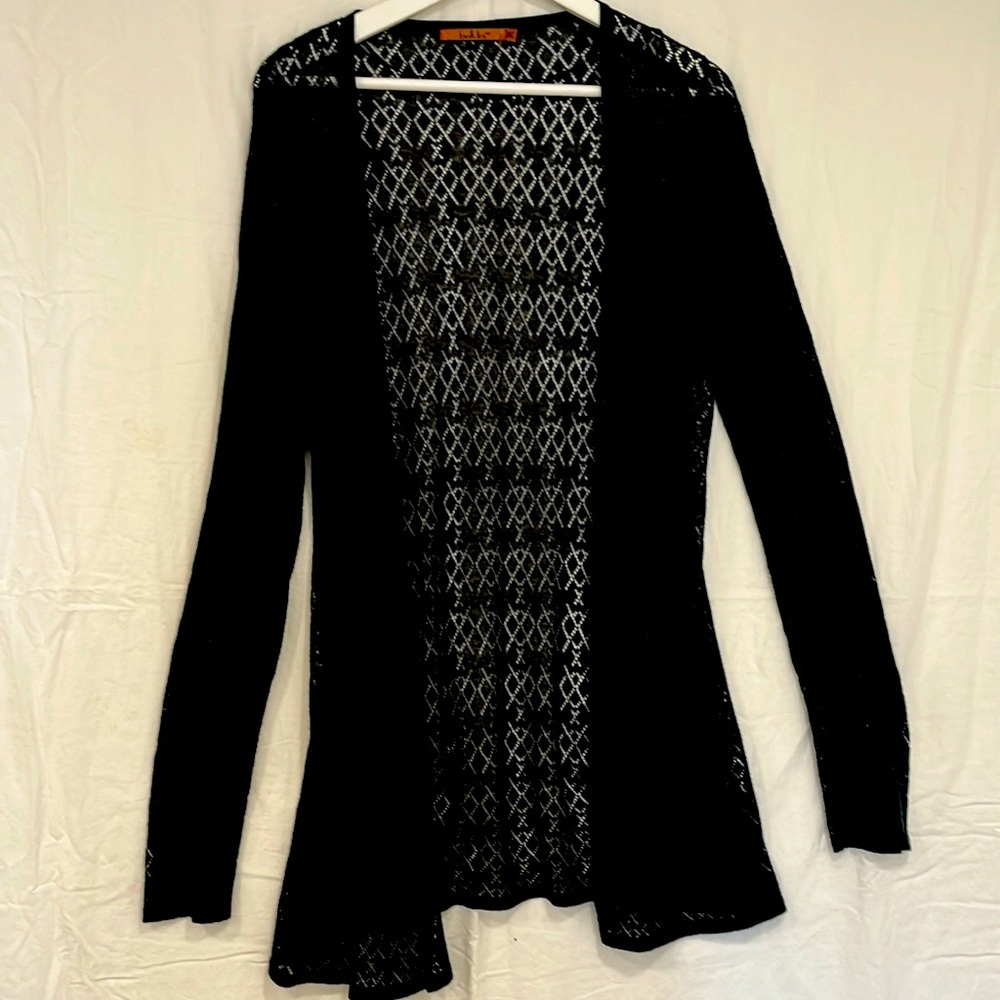 Belldini open stitch charcoal grey cardigan, XL